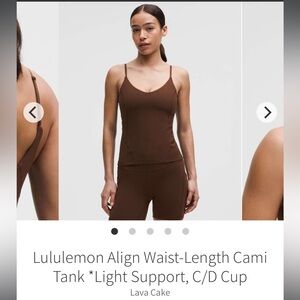 Lululemon Align Cami Tank in Lava Cake, Size 10